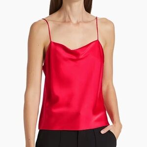 Alice + Olivia red cami top, a few pulls but can be cleaned up easily